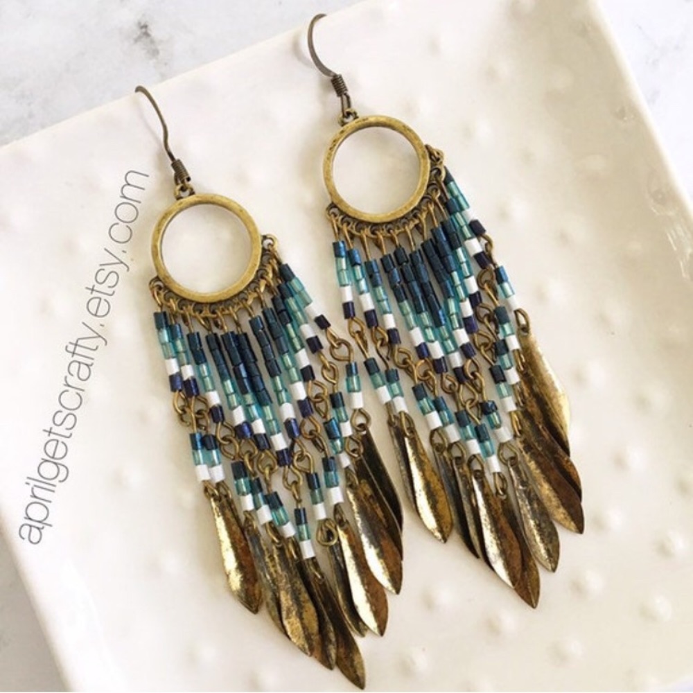 SOLD Gold Fringe Boho Earrings